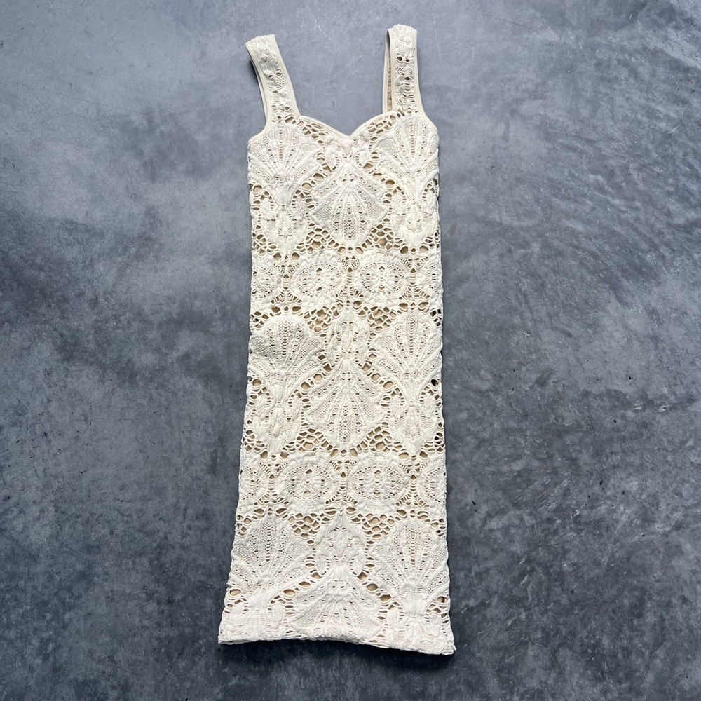 Free People Intimately Bodycon Medallion Slip Stretchy Dress White/Cream Sz XS